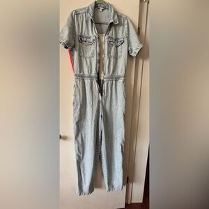VTG Y2K Retro Tommy Hilfiger 100% Cotton Denim Jumpsuit/Size XL 16” Rise